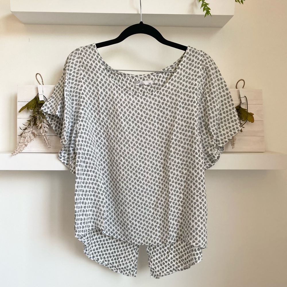 Prana Gray Patterned Blouse